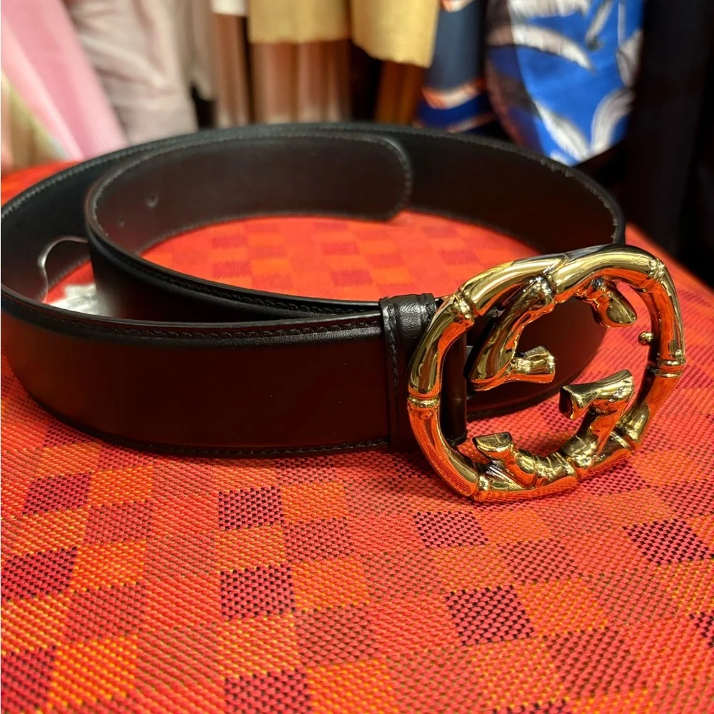 Gucci Black Belt with Gold Buckle NWT